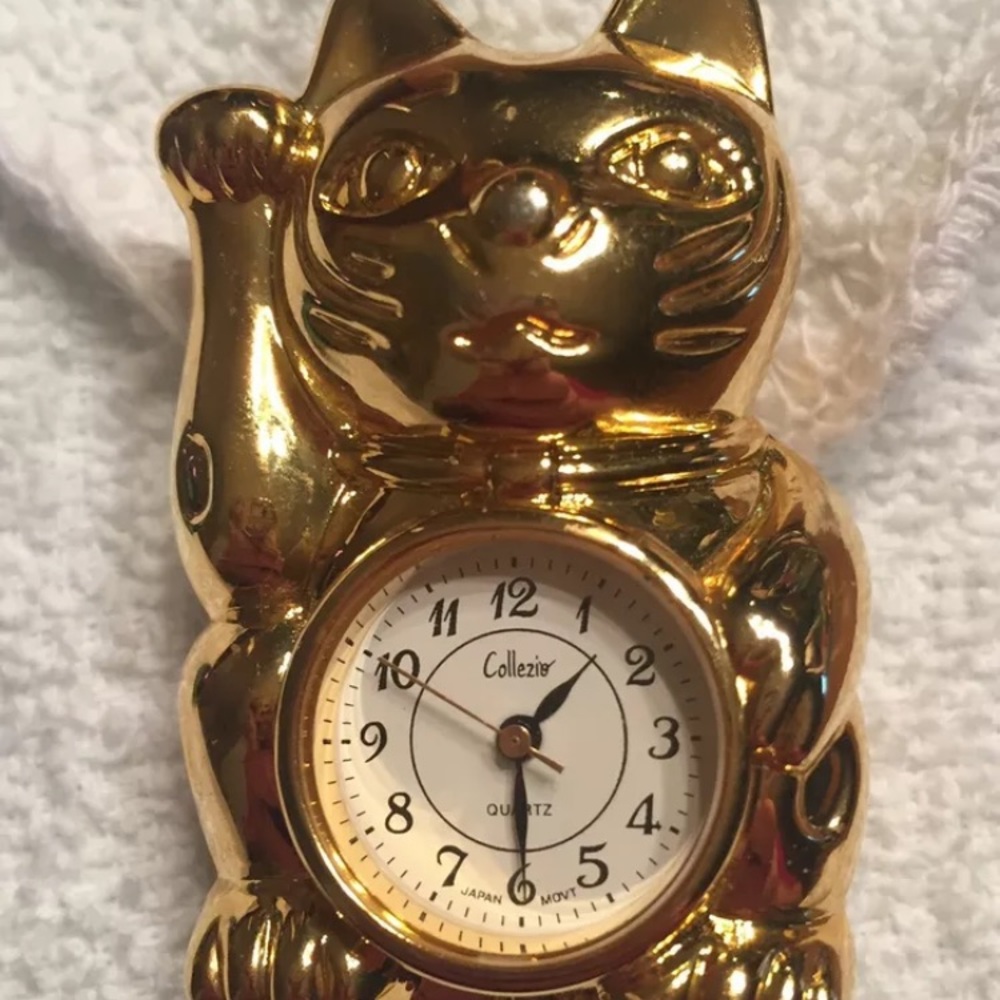 Collezio Quartz Golden Cat Watch Clock 2”